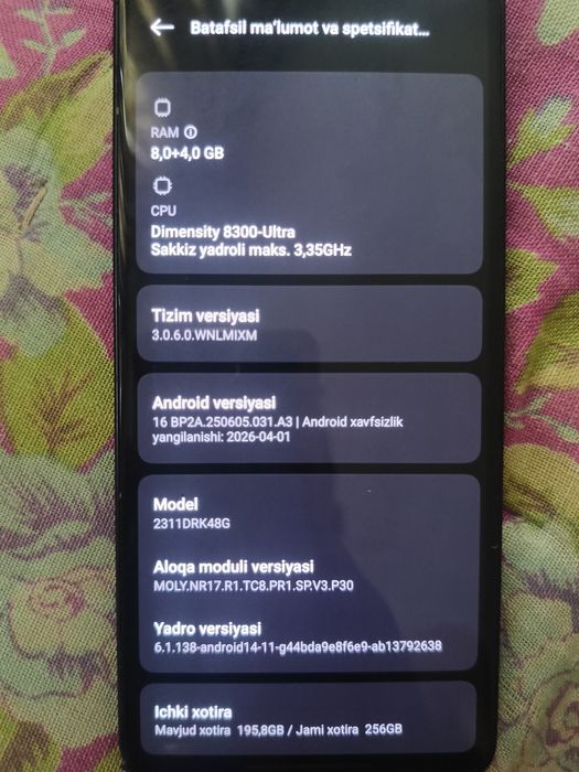 Poco x6 pro 256/8+8