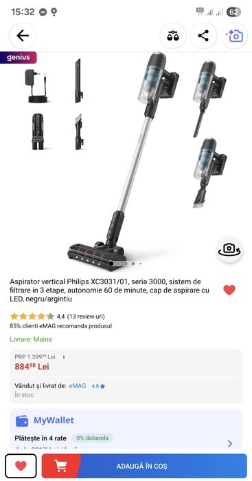 Vând aspirator Philips eMAG