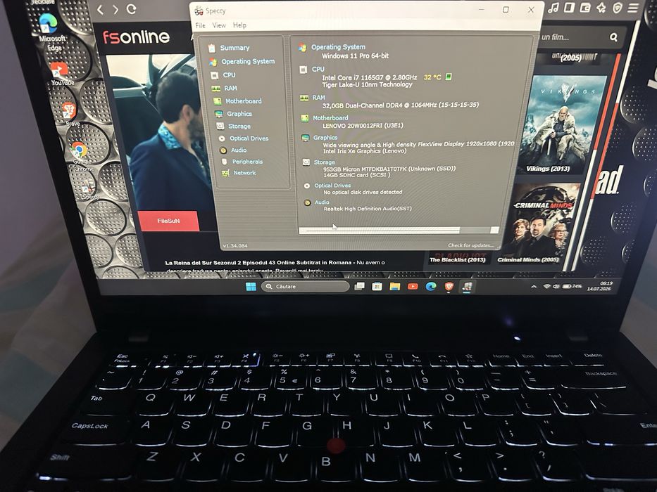 Vând Lenovo Thinkpad T14 Gen2 i7 Gsm 4G