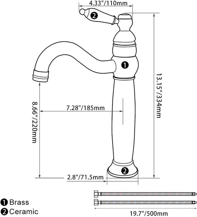 Baterie inalta Crom/Silver stil Victorian de Lavoar,REDUS de la 450RON