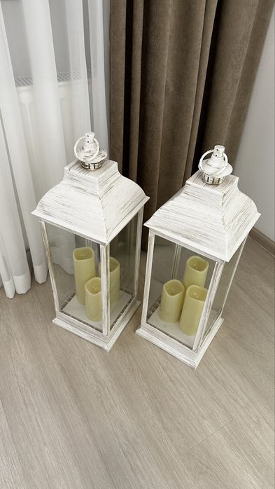 Doua felinare cu lumanari led (lumina calda)