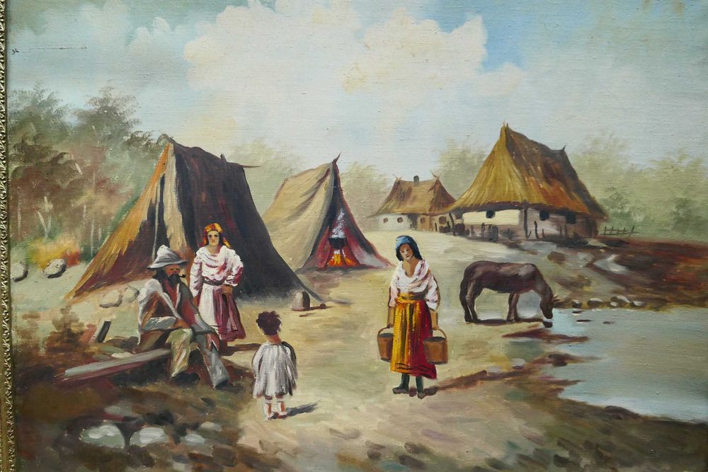 Scena Nomazi Pictura naiva Rama lemn(crapata) 70/50 ulei/ panza