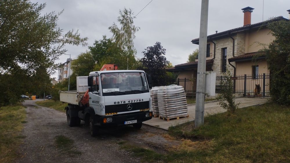 Транспорт със самосвал с кран за София и околностите