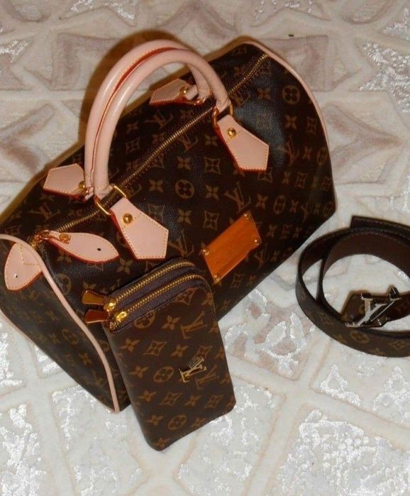 Set geanta LV Speedy +curea+portofel,saculet, etichetă