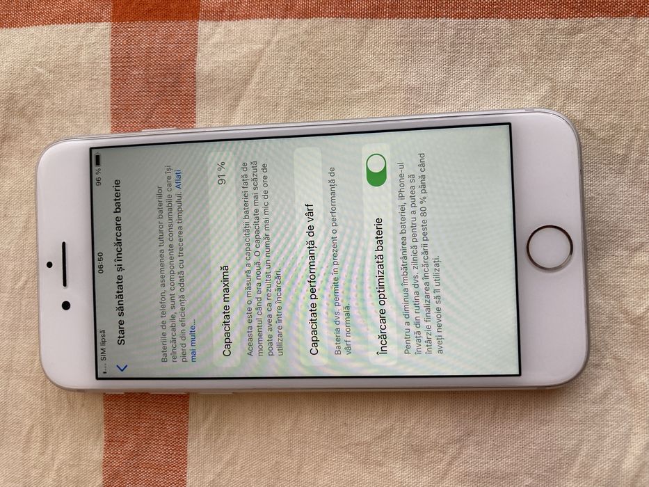 Iphone 8 alb 64gb BATERIE 91%