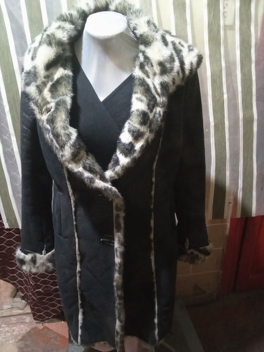 Пальто, Дублёнка с искусственным мехом 46 размер