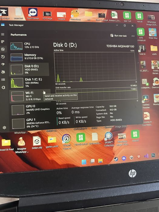 Hp pavillion 15 laptop gaming 16gb RAM i7 11 generatie rtx 2060ti 6gb si 2 tb stocare (ssd+hdd)