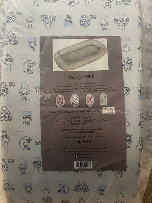 Babynest din bumbac organic pentru bebelusi