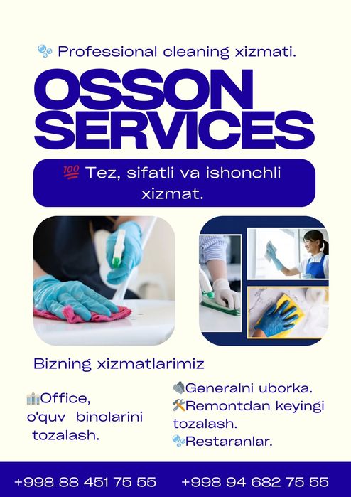 Uborka xizmati /cleaning/ uytozalash