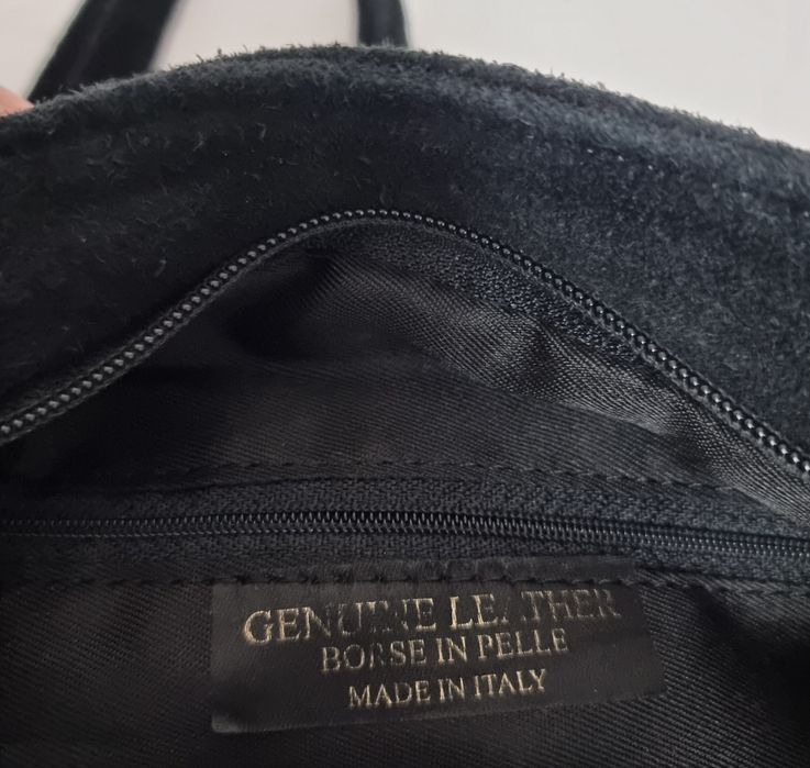 Geanta piele naturală întoarsă neagră