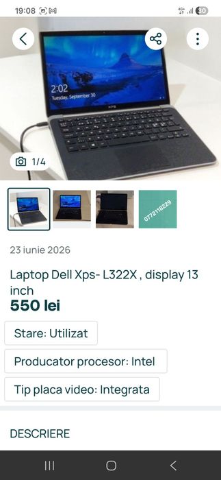 Laptop dell xps  - L322X - display 13