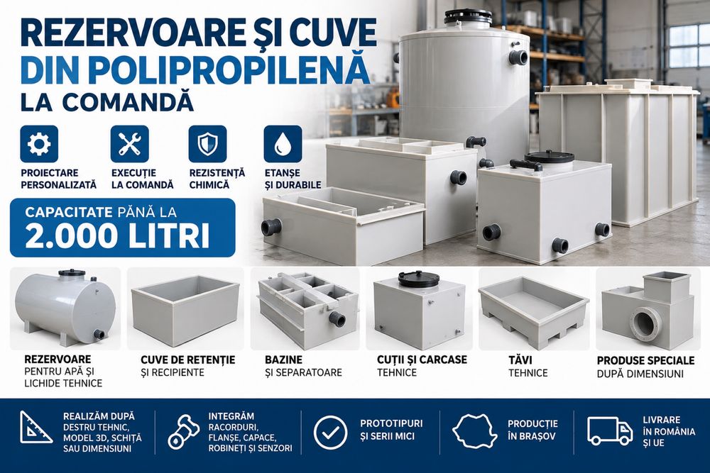 produse din polipropilenă la comandă | rezervoare și cuve