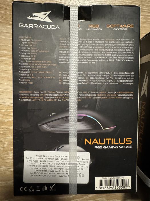 Mouse gaming cu fir NAUTILUS 12.800 dpi superusor Chipset INSTANT 825