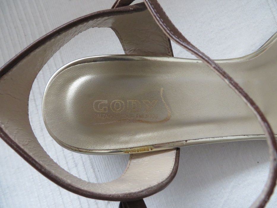 Нови испански сандали естествена кожа, 40, кафяво-злато-леопард