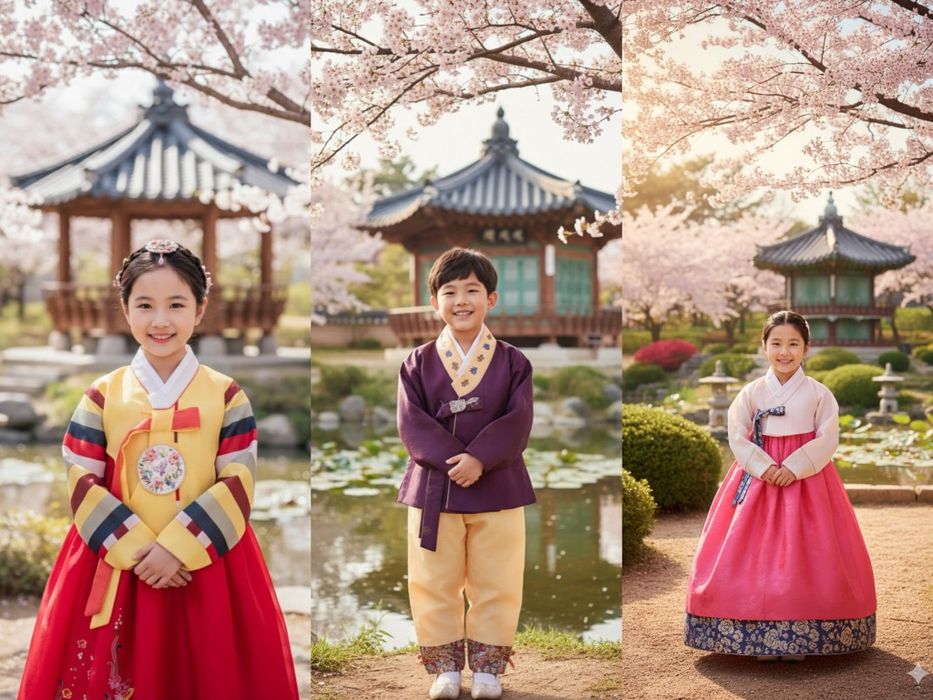 Детский и Взрослые Корейский Ханбок Мальчик/девочка