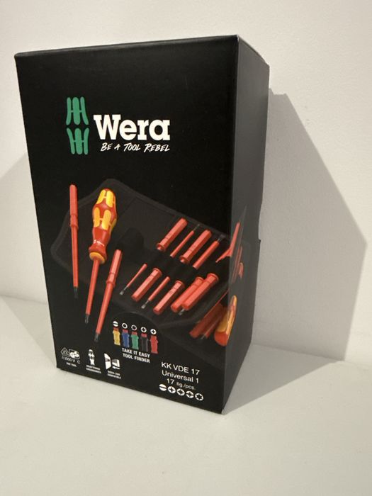 Setul de șurubelnițe izolate Wera Kraftform Kompakt VDE 17 Universal 1 + Set de chei tubulare cu clichet Wera 8100 SB 12 Zyklop Comfort