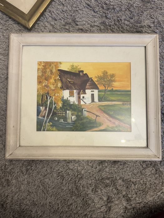 Tablou vechi ce ilustreaza o casa la tara