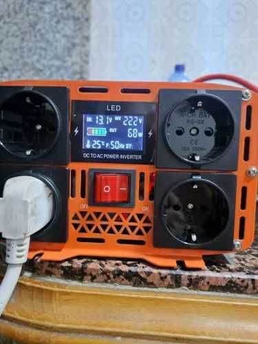 Invertor 12V/220V 4000W sinus 4 prize nou cu garanție transport inclus