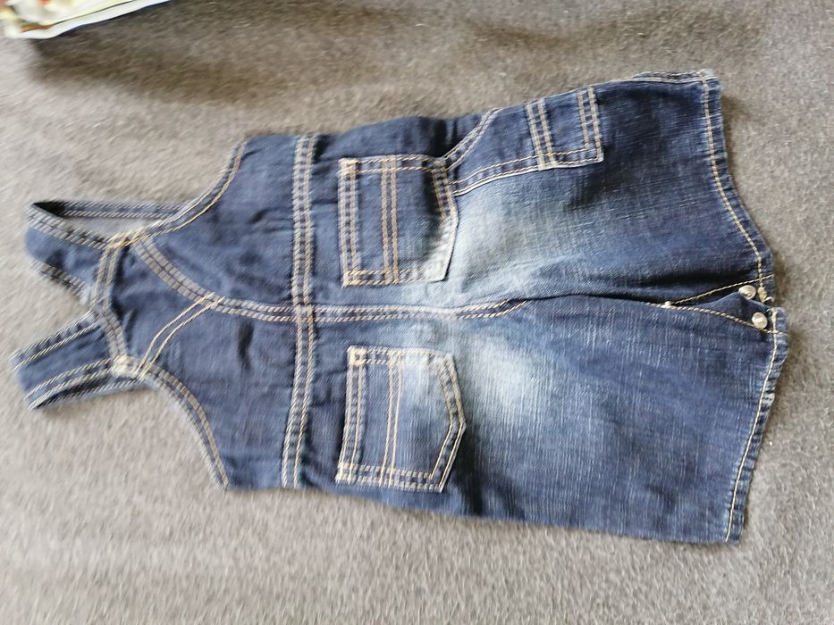 Дънков гащеризон Benetton за 3-6 мес. момче, нов, къси панталонки