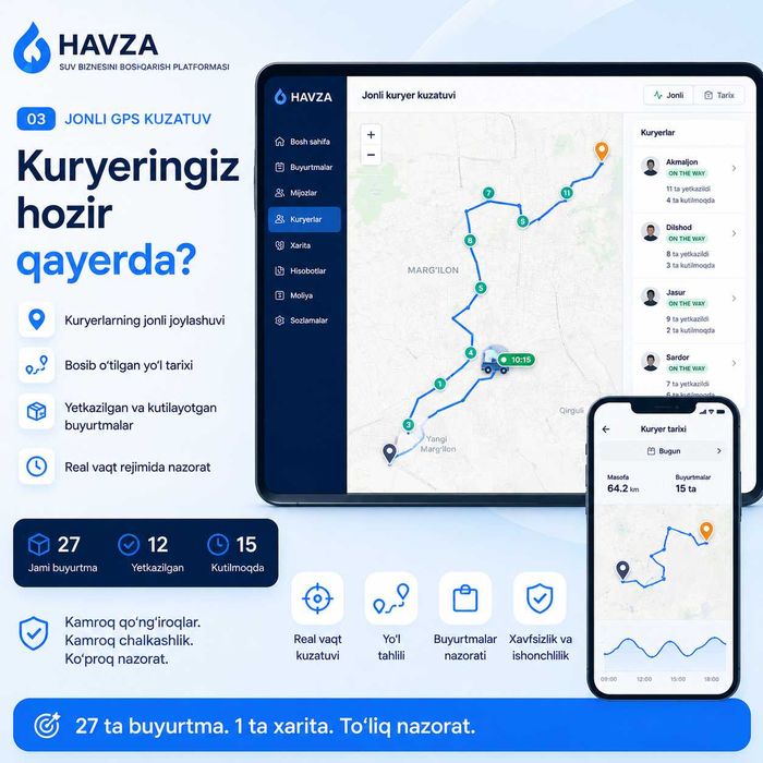 Suv yetkazib berish biznesi uchun dastur CRM