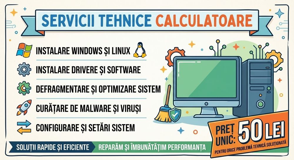 Servicii Software PC/Laptop: Instalare Windows/Linux, Drivere, Mentenanță – Preț fix 50 Lei