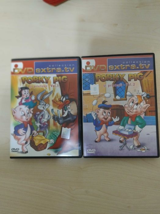 Vand 2 DVD-uri cu desene animate Porky Pig si prietenii