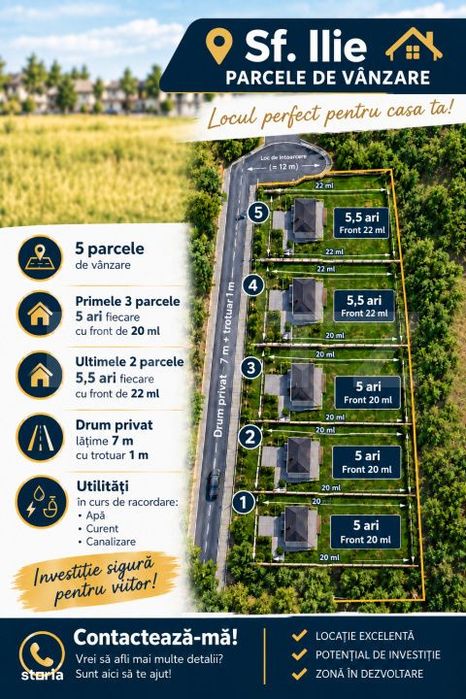 Parcele de vanzare 500 mp, zona Sf Ilie