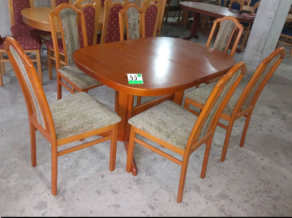 Комплект масивна разтегателна маса с 6 стола- Автомат.
Внос.
Размери: