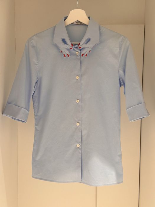 Дизайнерска светлосиня риза Vivetta с ефектна яка – Размер S (IT 40)