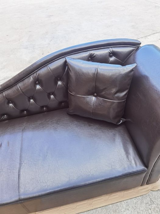 Canapea în stil clasic din piele ecologică, Maro Închis, Beliani