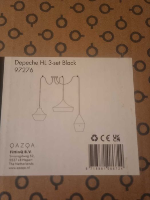 Комплект от 3 скандинавски висящи лампи , черни със злато.