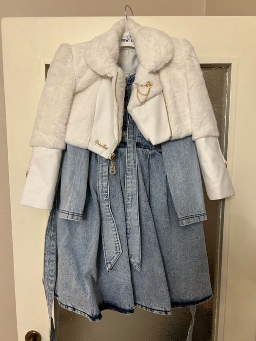 Детска дънкова рокля с палтенце