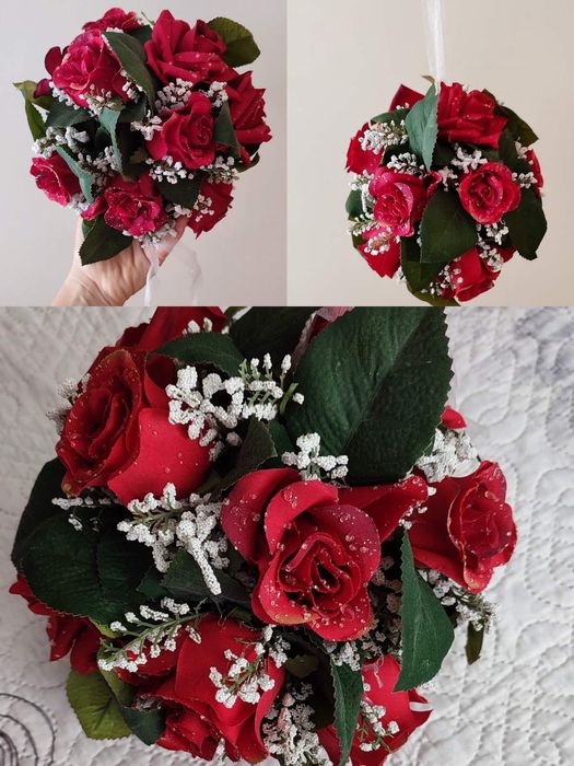 Булчинска рокля букет за кола и за ръка