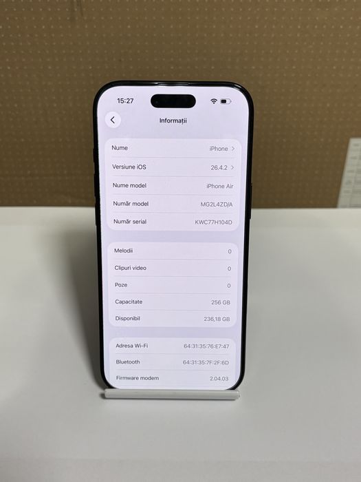 MDM vinde: Iphone Air, 256GB, Space Black.