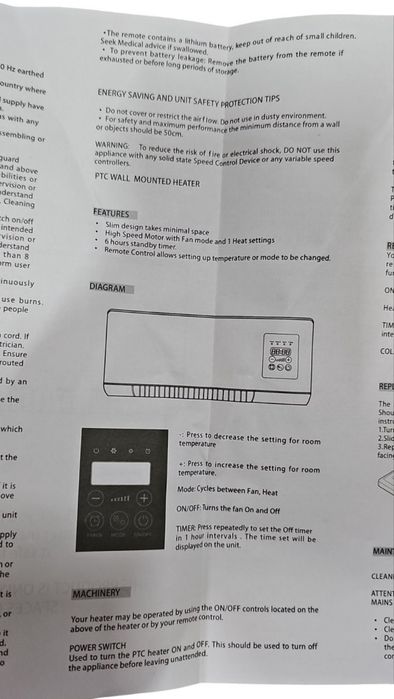 Намаление! Модерна печка за стенен монтаж Режим студено и топ