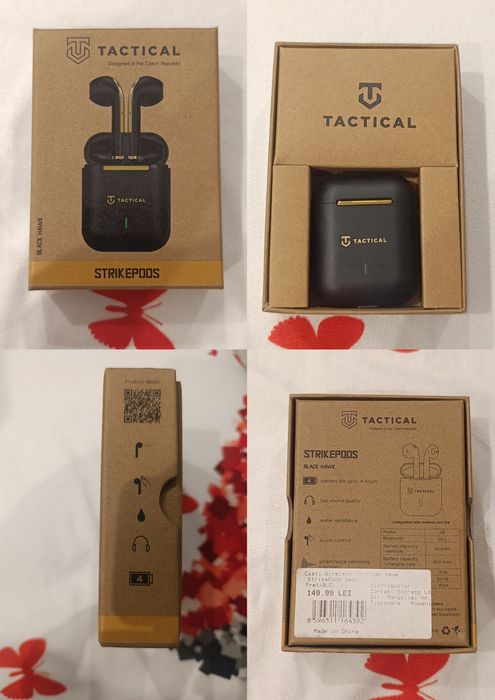 Căști wireless Tactical Strikepods Black Hawk, negre