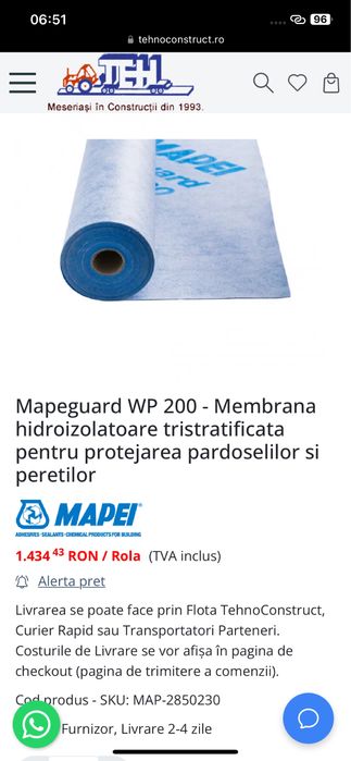 Mapei Mapeguard WP 200  7 bucati disponibile