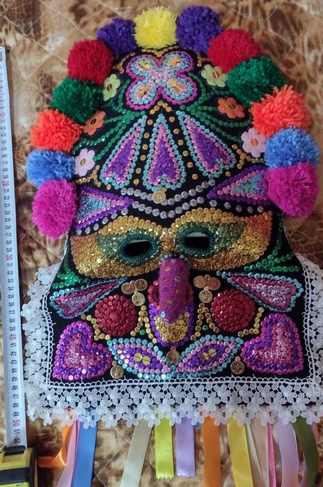 Кукерска маска, гугла, уникат, арт, ръчна бродерия