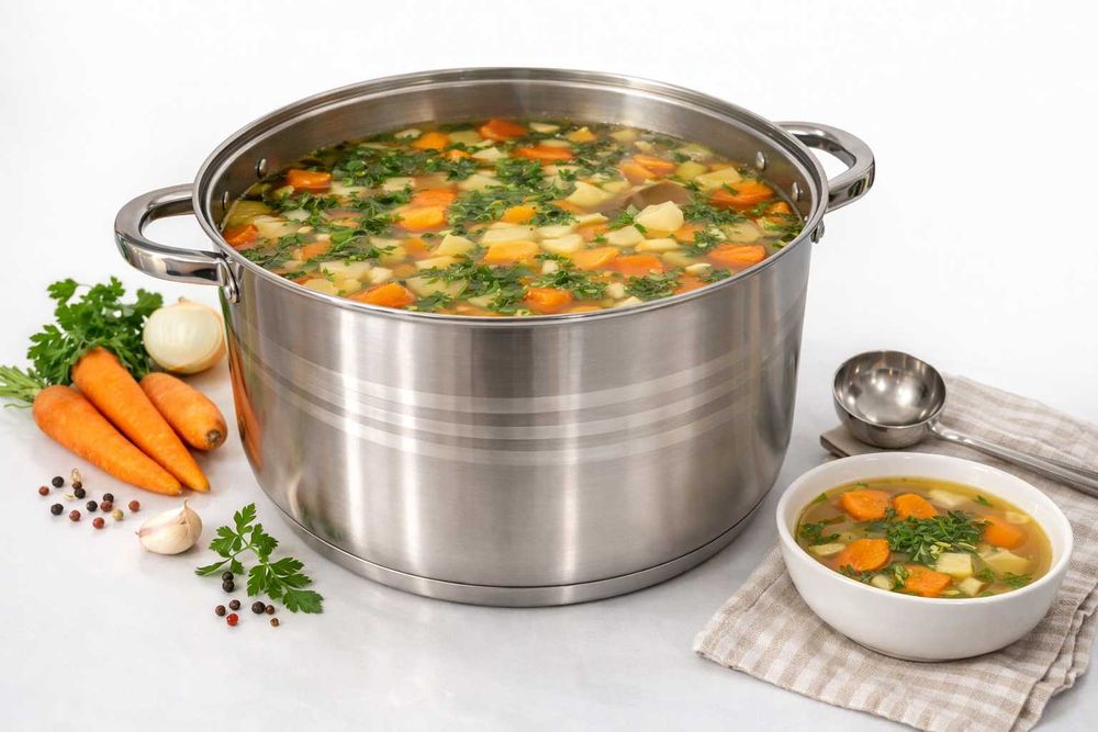 Cratita inox 7.3 litri cu capac de sticla pentru gatit zilnic