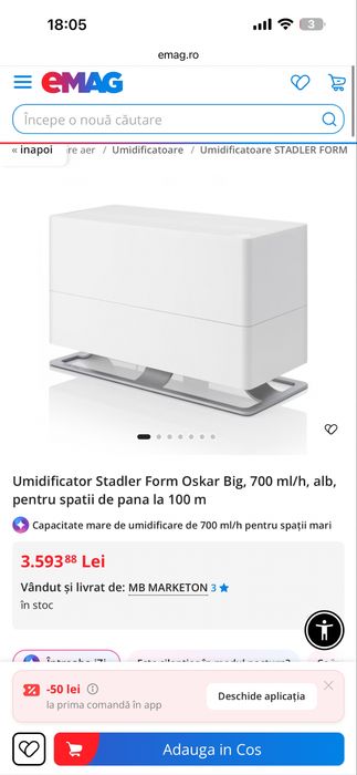 Umidifacator nou  cu un set de filtre de shimb