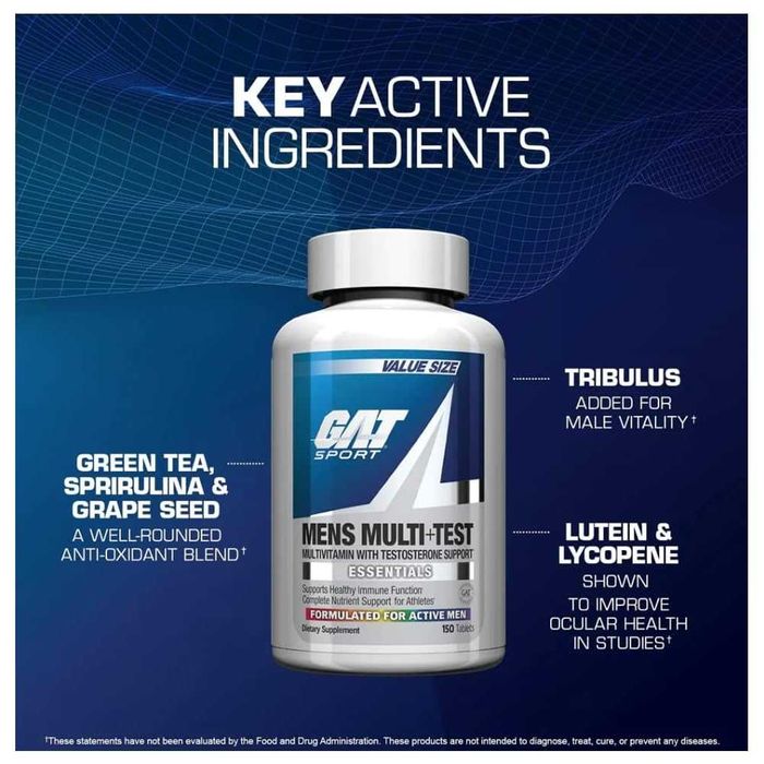 GAT Mens Multi+Test Бустер тестестерона и мега заряд витаминов ! 150т