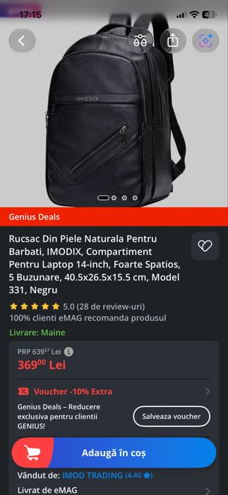 Rucsac barbatesc din pirle naturala ca nou