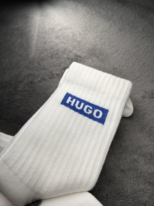 HUGO Blue logo set 3 sosete lungi albe marimea 40-46 noi originale