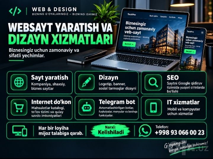 Zamonaviy sayt yaratib beraman