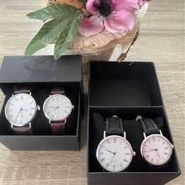 Set de ceasuri quartz cu curea neagră sau maro