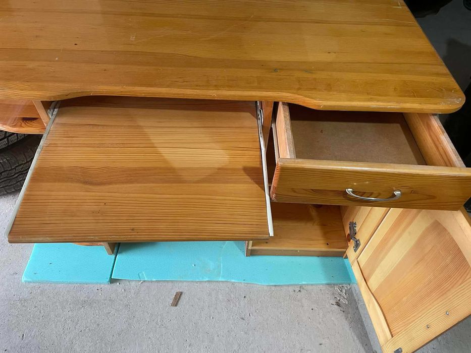 Дървено бюро масив Компютърно бюро с шкаф и чекмедже Здраво бюро