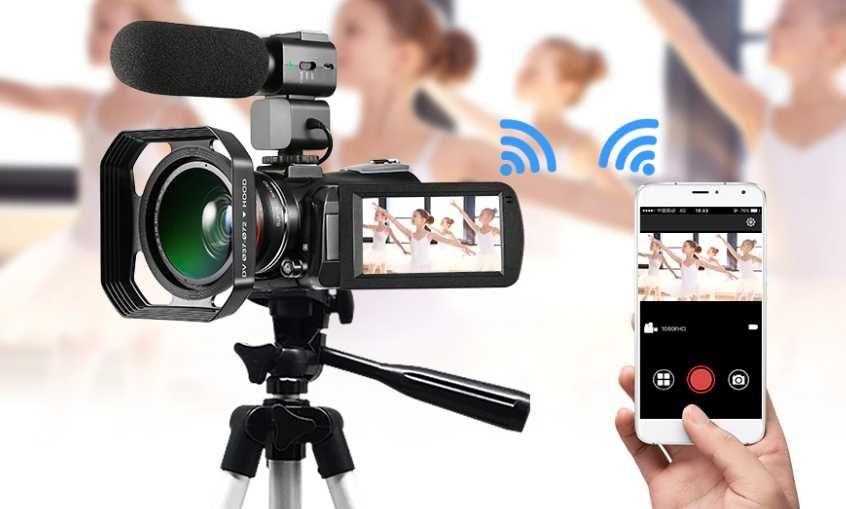 Cameră 4K Ordro AC5 cu zoom optic 12x, WiFi + lentilă macro