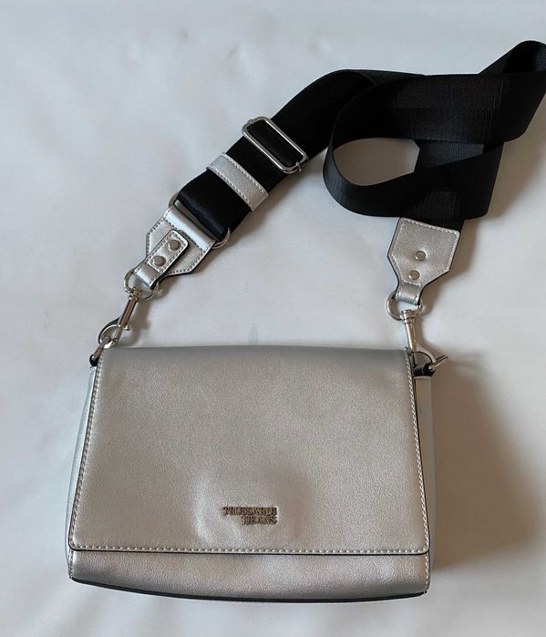 Geanta dama, Trussardi Jeans, piele argintie