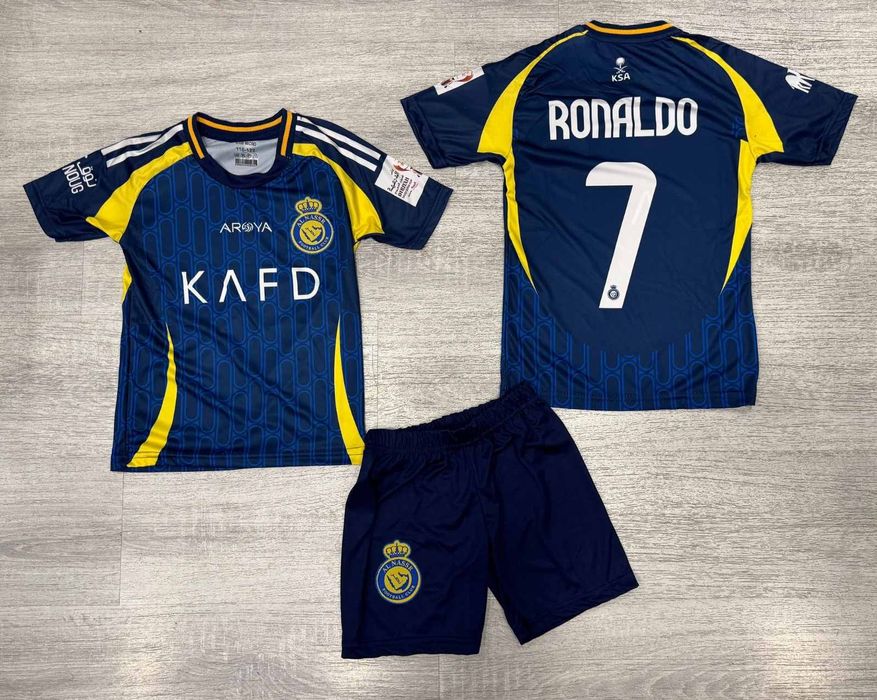 Син Детски Екип CR7 RONALDO Ал Насър Шарен 2025г Комплект с чорапи