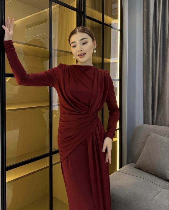 Вечернее платье бордовый , размер 46